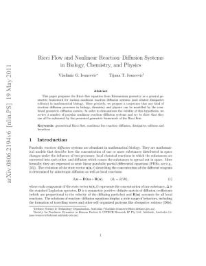 Ricci Flow and Nonlinear Reaction--Diffusion Systems In