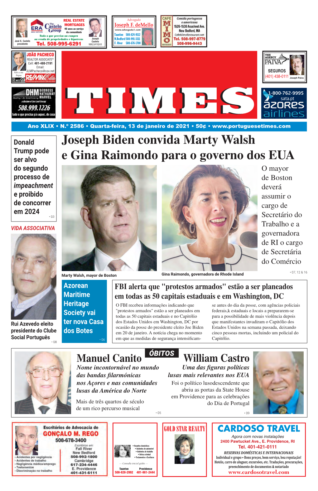 Joseph Biden Convida Marty Walsh E Gina Raimondo Para O Governo Dos