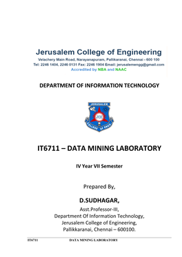 It6711 – Data Mining Laboratory