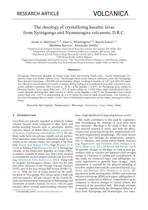 The Rheology of Crystallizing Basaltic Lavas from Nyiragongo and Nyamuragira Volcanoes, D.R.C