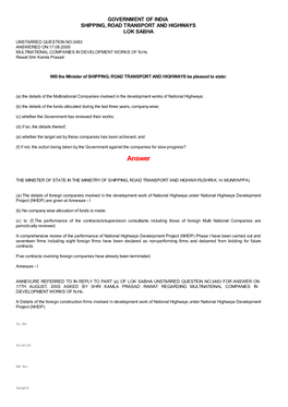 ANSWERED ON:17.08.2005 MULTINATIONAL COMPANIES in DEVELOPMENT WORKS of N.Hs Rawat Shri Kamla Prasad