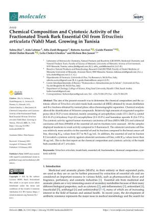 Chemical Composition and Cytotoxic Activity of the Fractionated Trunk Bark Essential Oil from Tetraclinis Articulata (Vahl) Mast