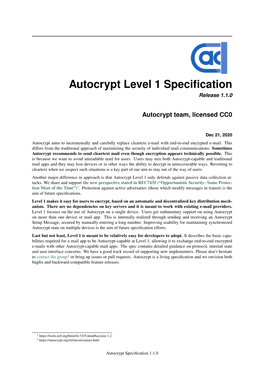 Autocrypt Level 1 Specification
