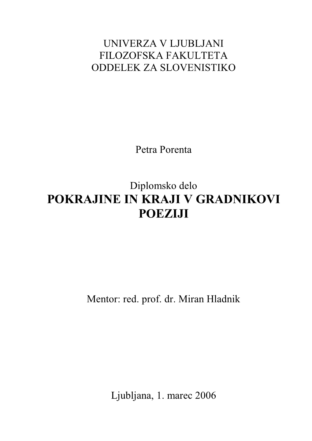 Pokrajine in Kraji V Gradnikovi Poeziji