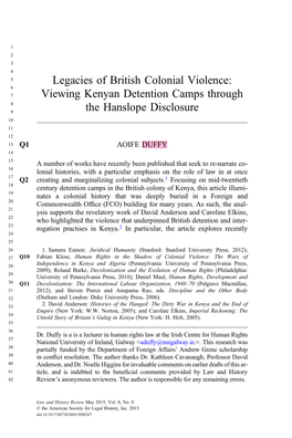 Legacies of British Colonial Violence