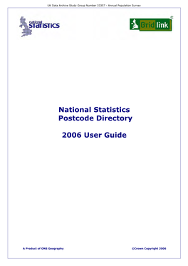 National Statistics Postcode Directory 2006 User Guide