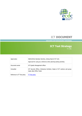 ICT Test Strategy V 1.0A