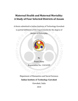 Maternal Health and Maternal Mortality: a Study of Four Selected Districts of Assam