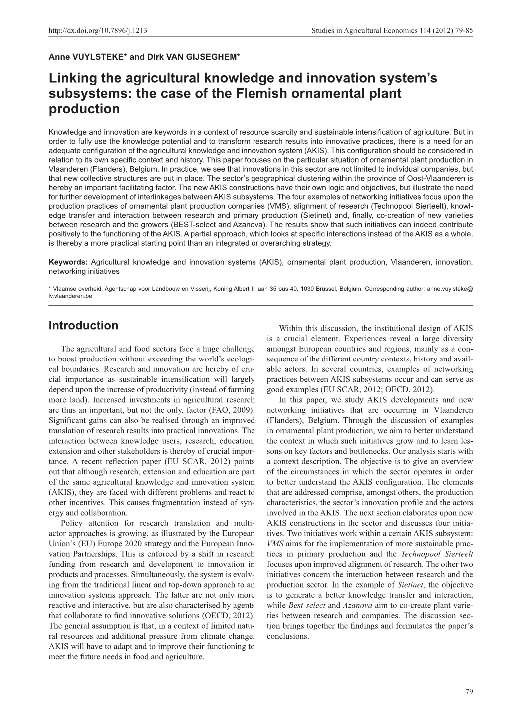 The Case of the Flemish Ornamental Plant Production