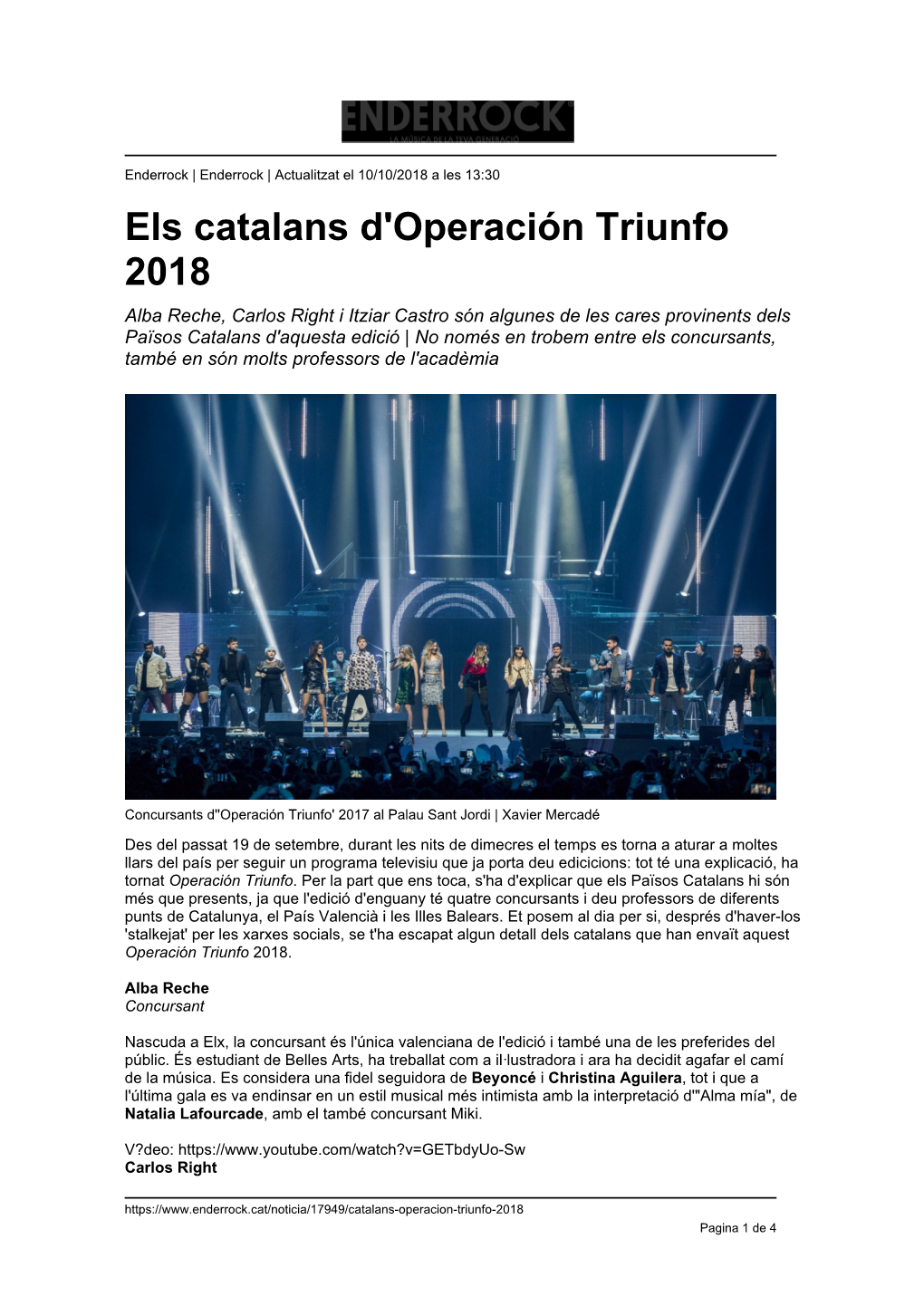 Els Catalans D'operación Triunfo 2018