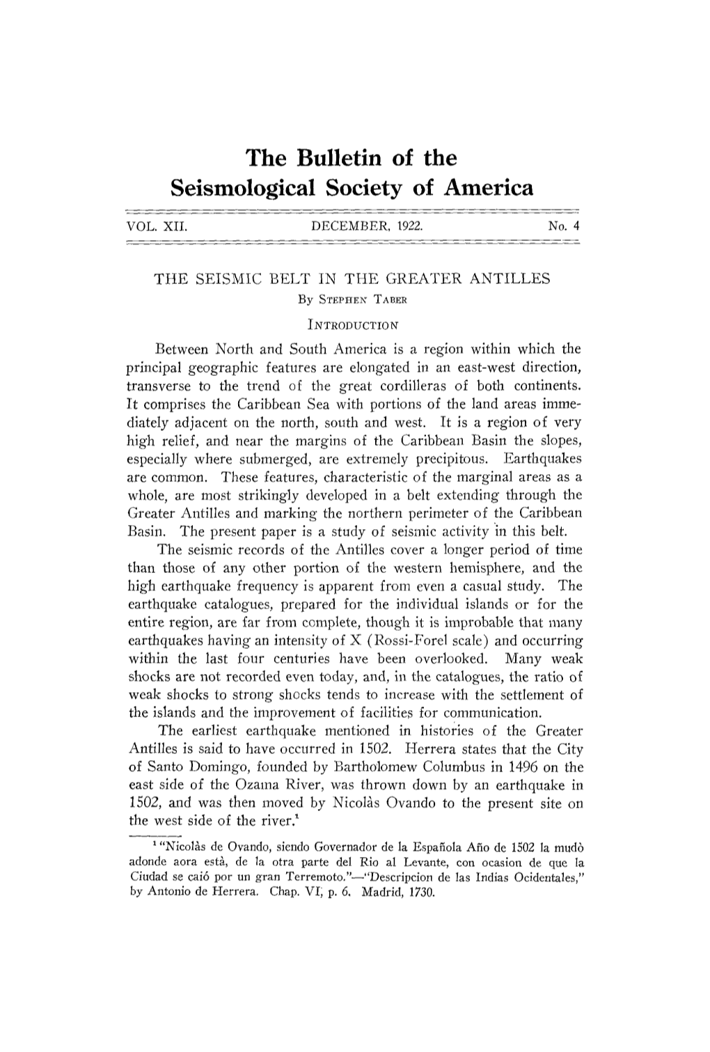 The Bulletin of the Seismological Society of America