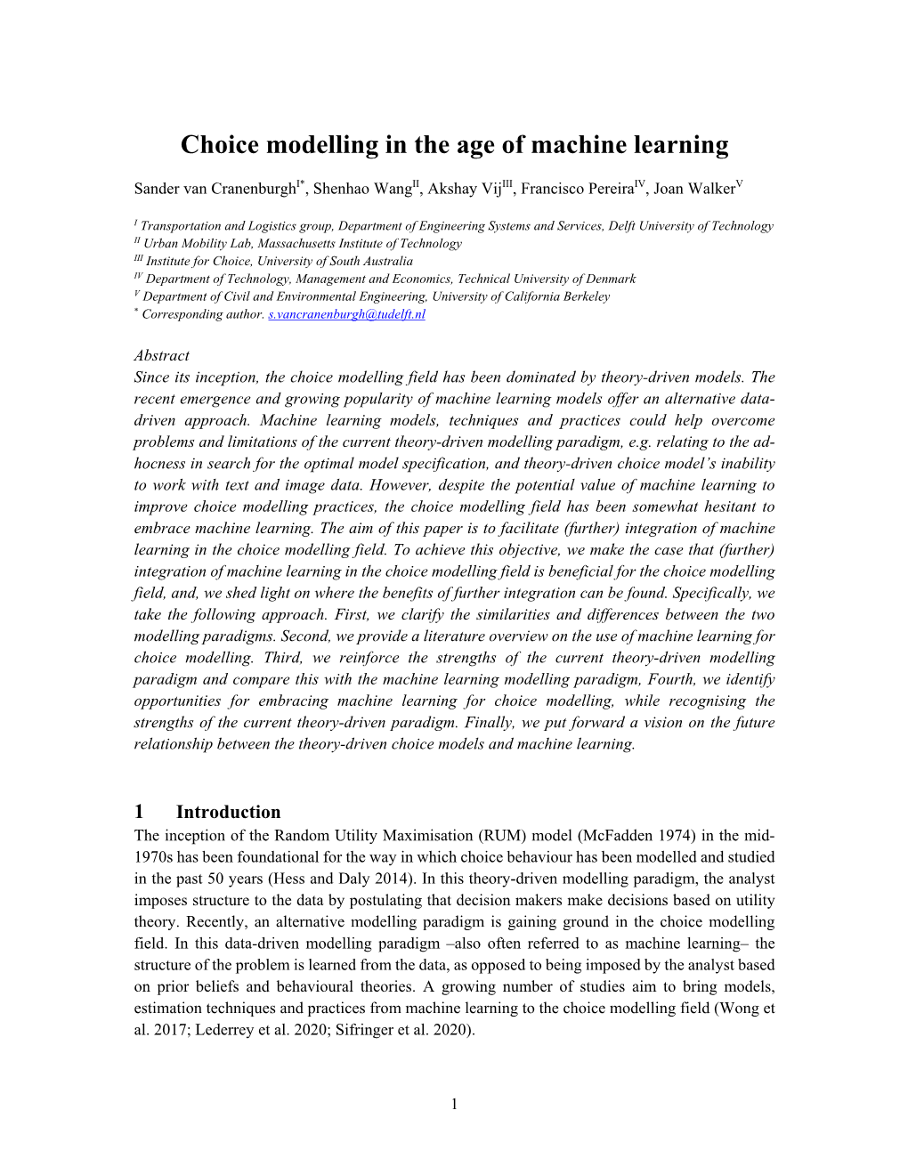 Choice Modelling in the Age of Machine Learning