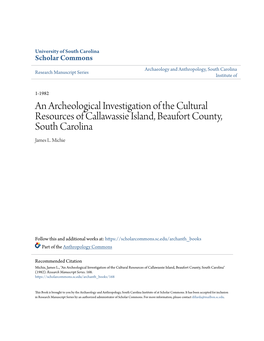 An Archeological Investigation of the Cultural Resources of Callawassie Island, Beaufort County, South Carolina James L