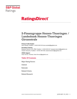 S-Finanzgruppe Hessen-Thueringen / Landesbank Hessen-Thueringen Girozentrale
