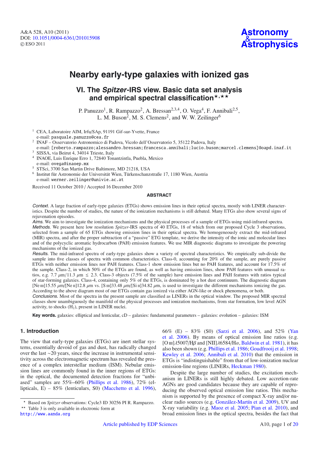 Nearby Early-Type Galaxies with Ionized Gas