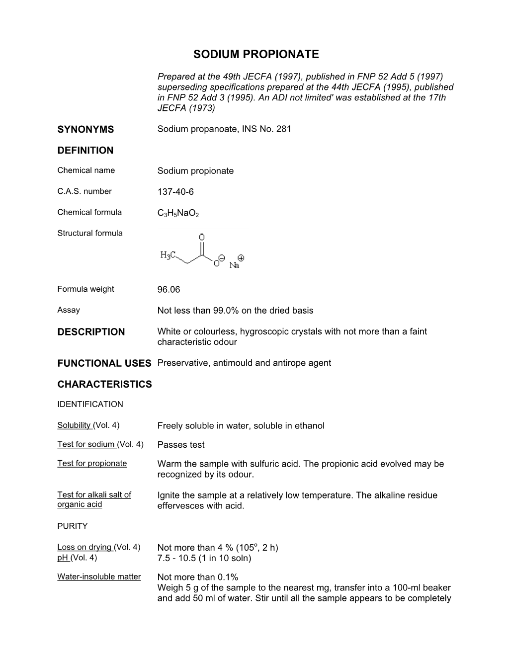 Sodium Propionate