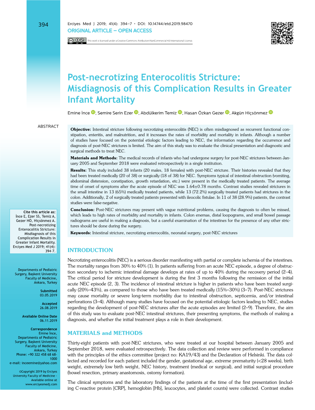 Post-Necrotizing Enterocolitis Stricture: Misdiagnosis of This Complication Results in Greater Infant Mortality