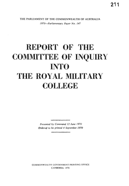 Report of the Committee of Inquiry Into the Royal Military College