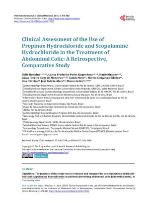 Clinical Assessment of the Use of Propinox Hydrochloride and Scopolamine Hydrochloride in the Treatment of Abdominal Colic: a Retrospective, Comparative Study