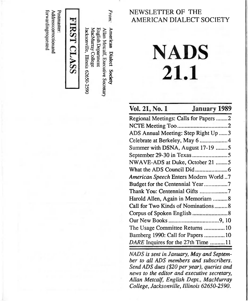 NADS.21.1 January 1989