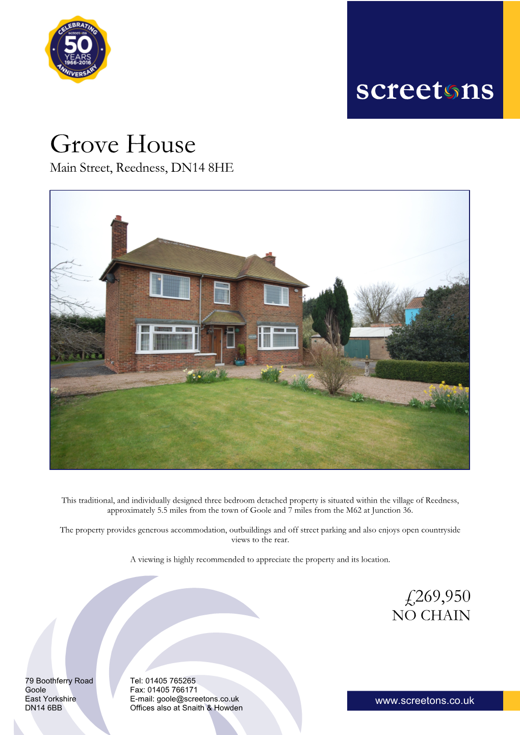 Grove House Main Street, Reedness, DN14 8HE