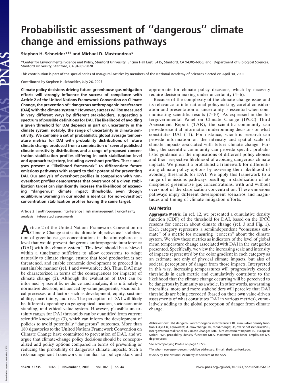 Climate Change and Emissions Pathways