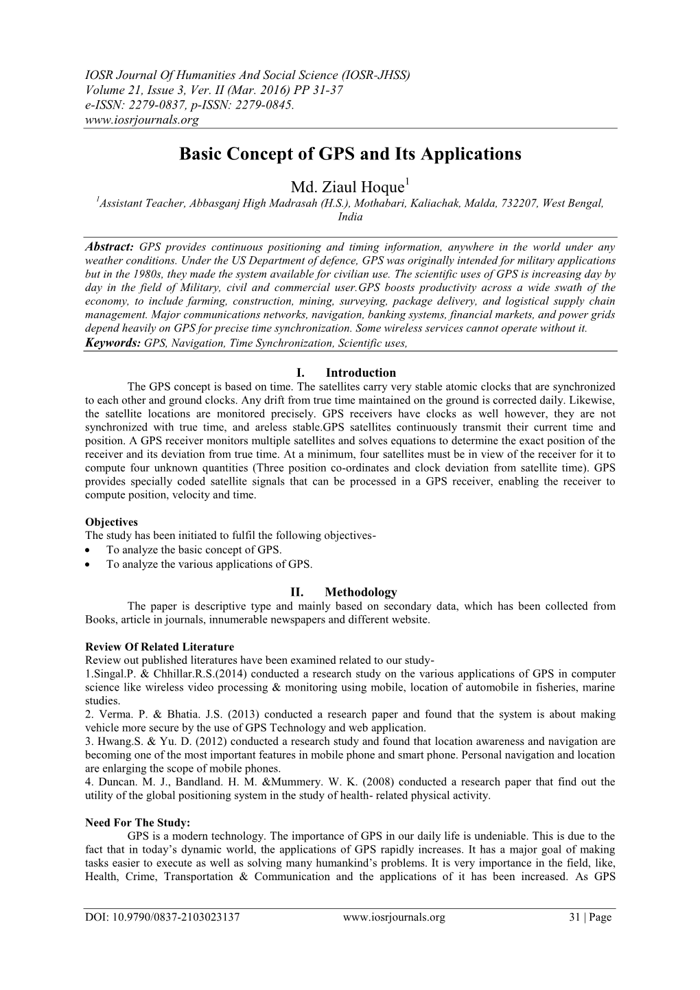 Basic Concept of GPS and Its Applications