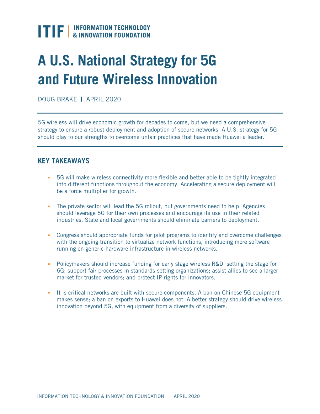 A U.S. National Strategy for 5G and Future Wireless Innovation