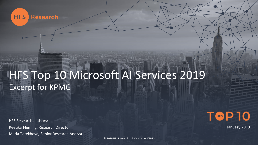 HFS Top 10 Microsoft AI Services 2019 Excerpt for KPMG