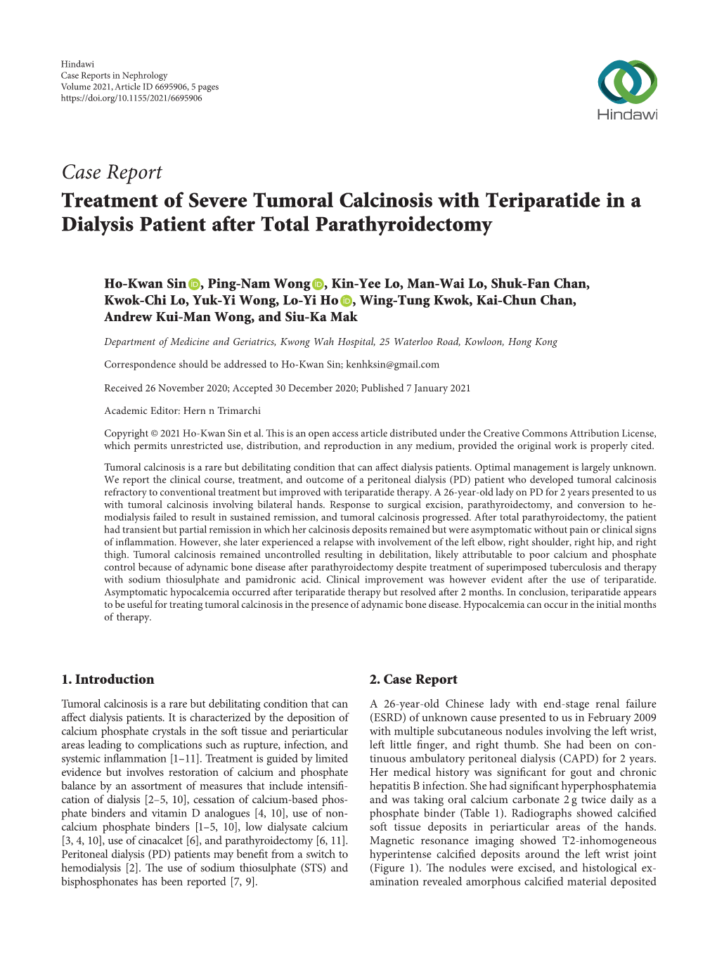 Treatment of Severe Tumoral Calcinosis with Teriparatide in a Dialysis Patient After Total Parathyroidectomy