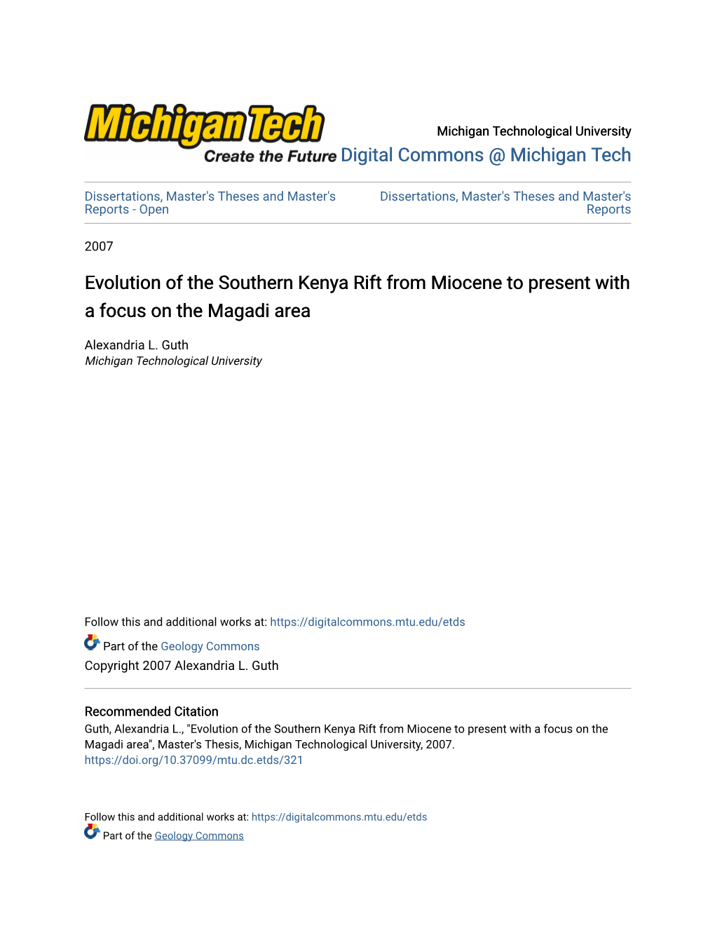 Evolution of the Southern Kenya Rift from Miocene to Present with a Focus on the Magadi Area