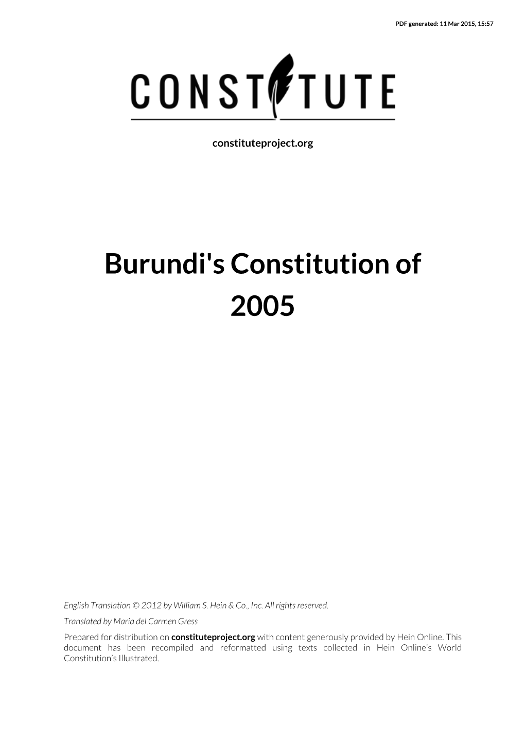 Burundi's Constitution of 2005