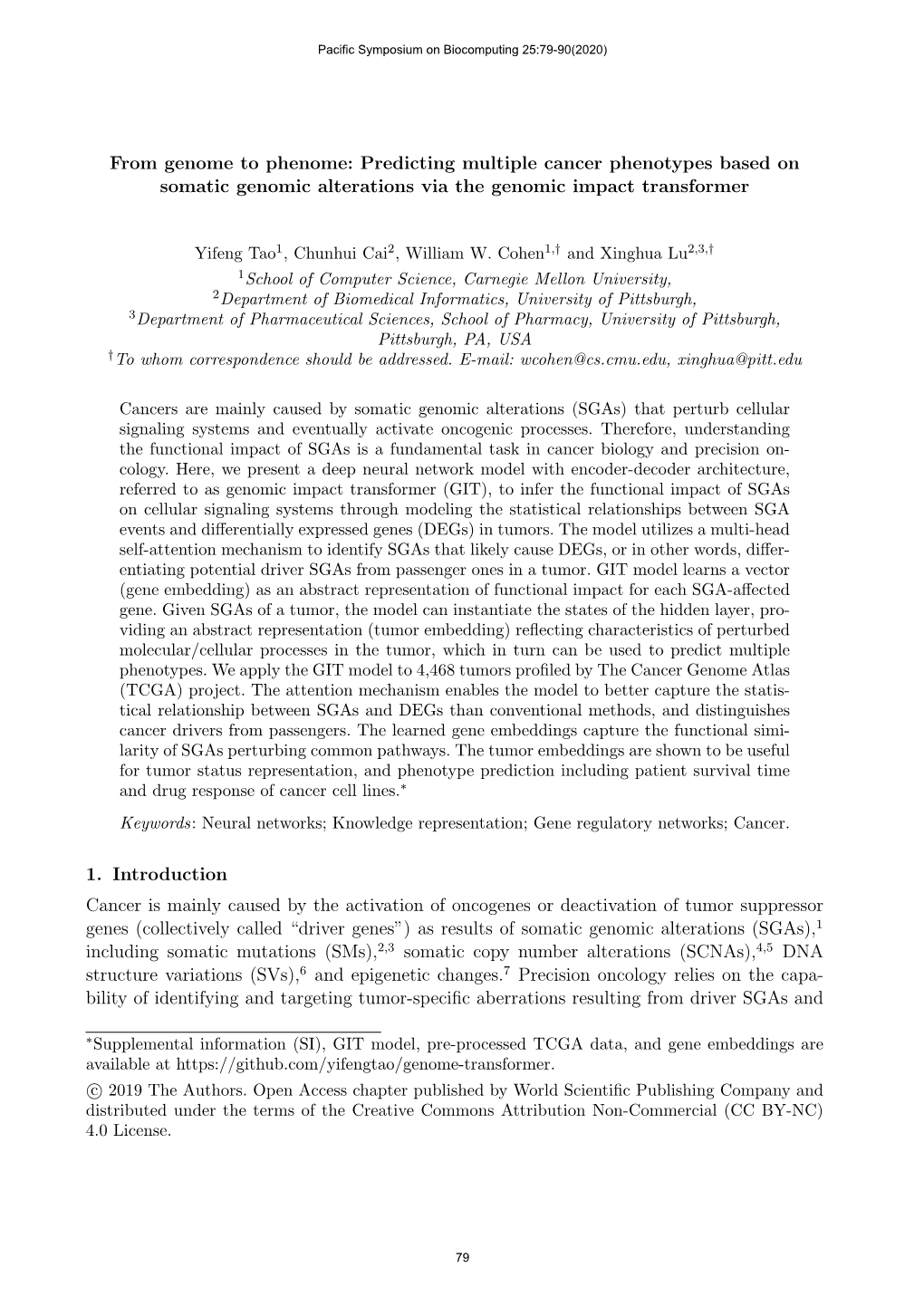 From Genome to Phenome: Predicting Multiple Cancer Phenotypes Based on Somatic Genomic Alterations Via the Genomic Impact Transformer