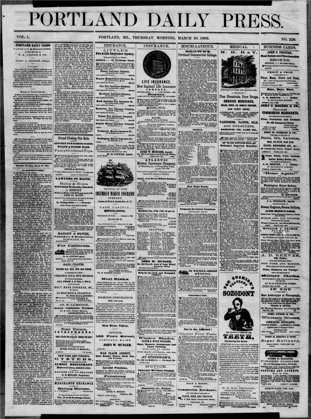 Portland Daily Press: March 19,1863