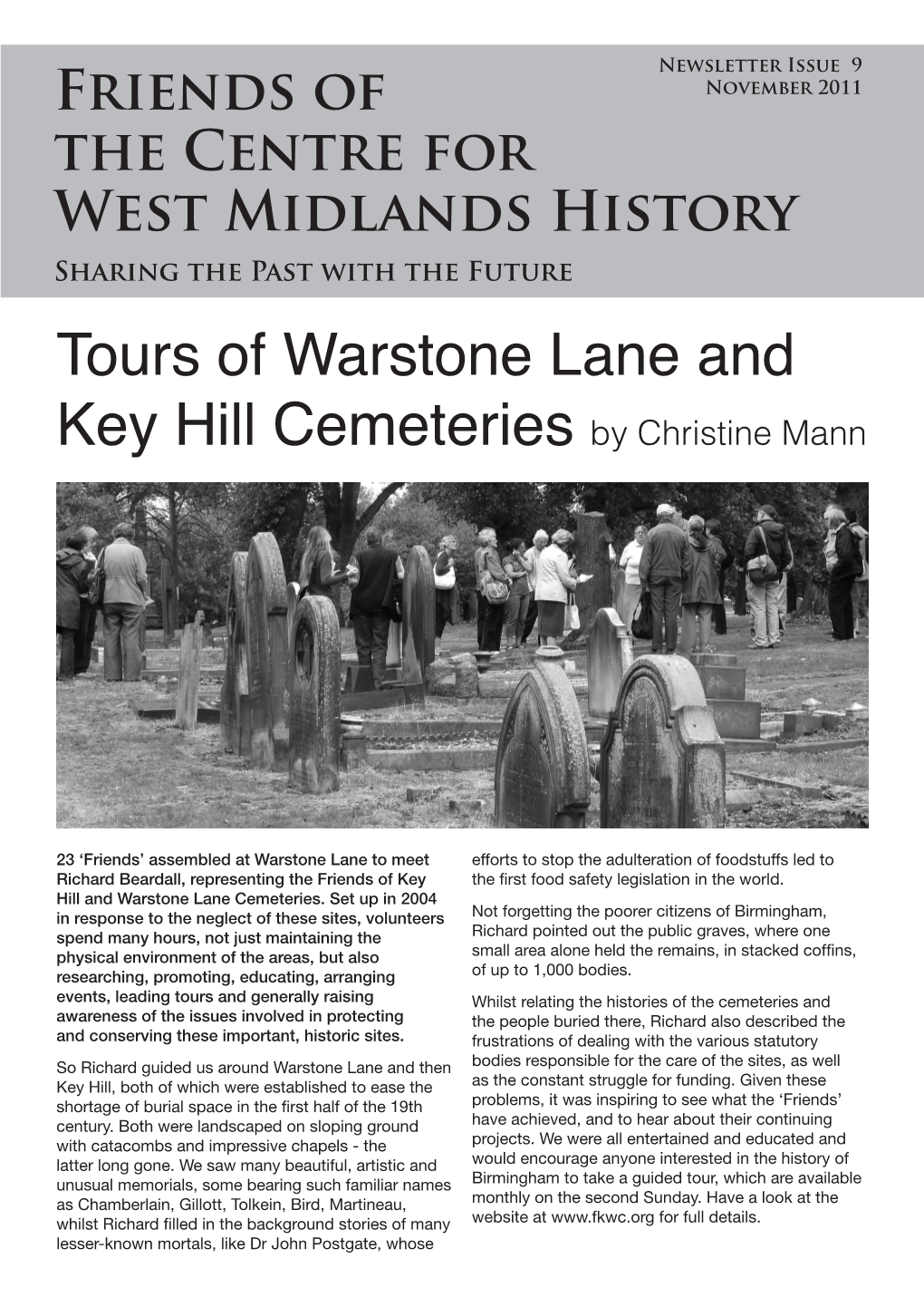 Tours of Warstone Lane and Key Hill Cemeteries by Christine Mann