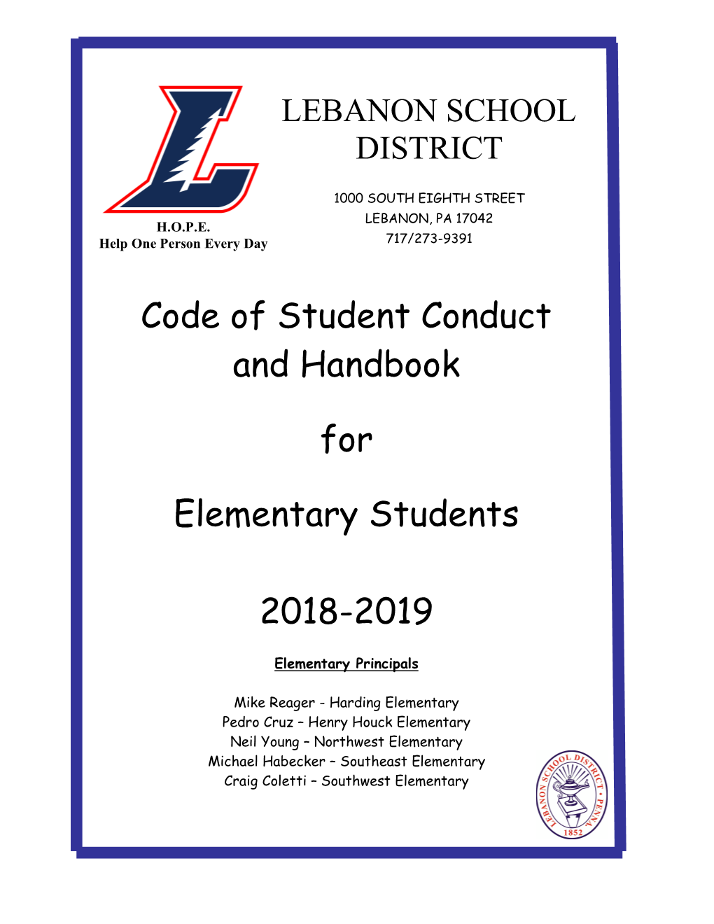 Code of Student Conduct and Handbook for Elementary Students