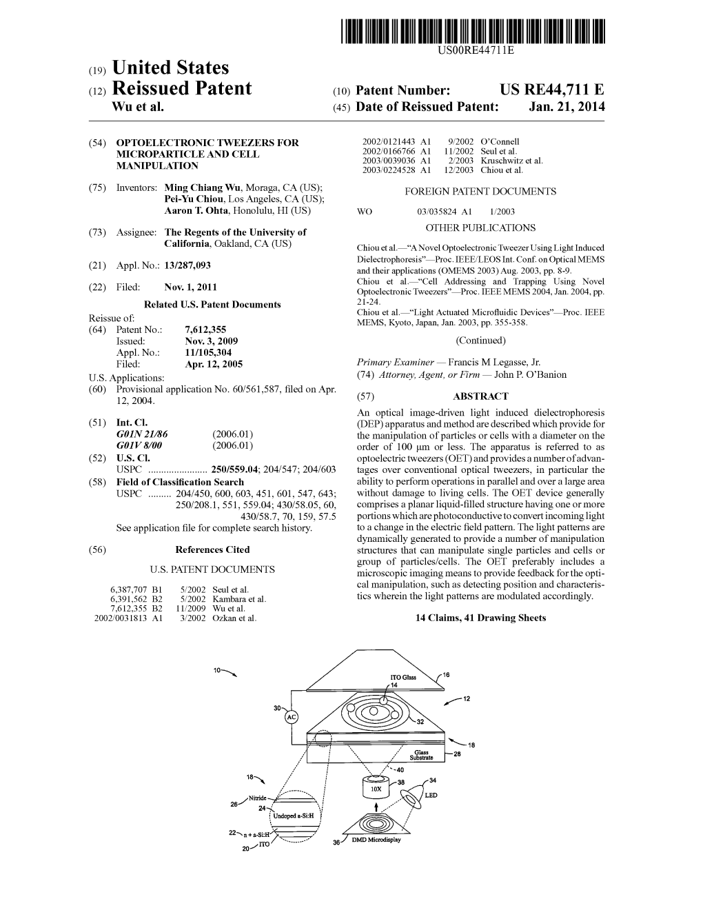 IIIIIIIIIIIIIII in 11111111111111111111111111111111111111 in USOORE4471 1E (19) United States (12) Reissued Patent �(1O) Patent Number: �US RE44,711 E Wu Et Al