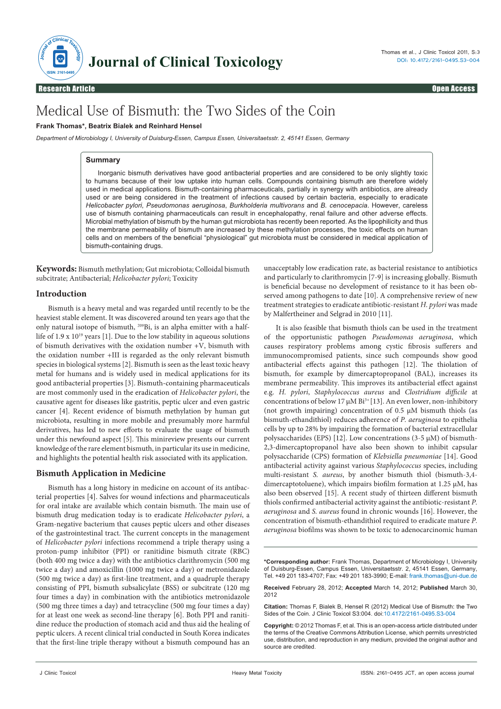 Medical Use of Bismuth