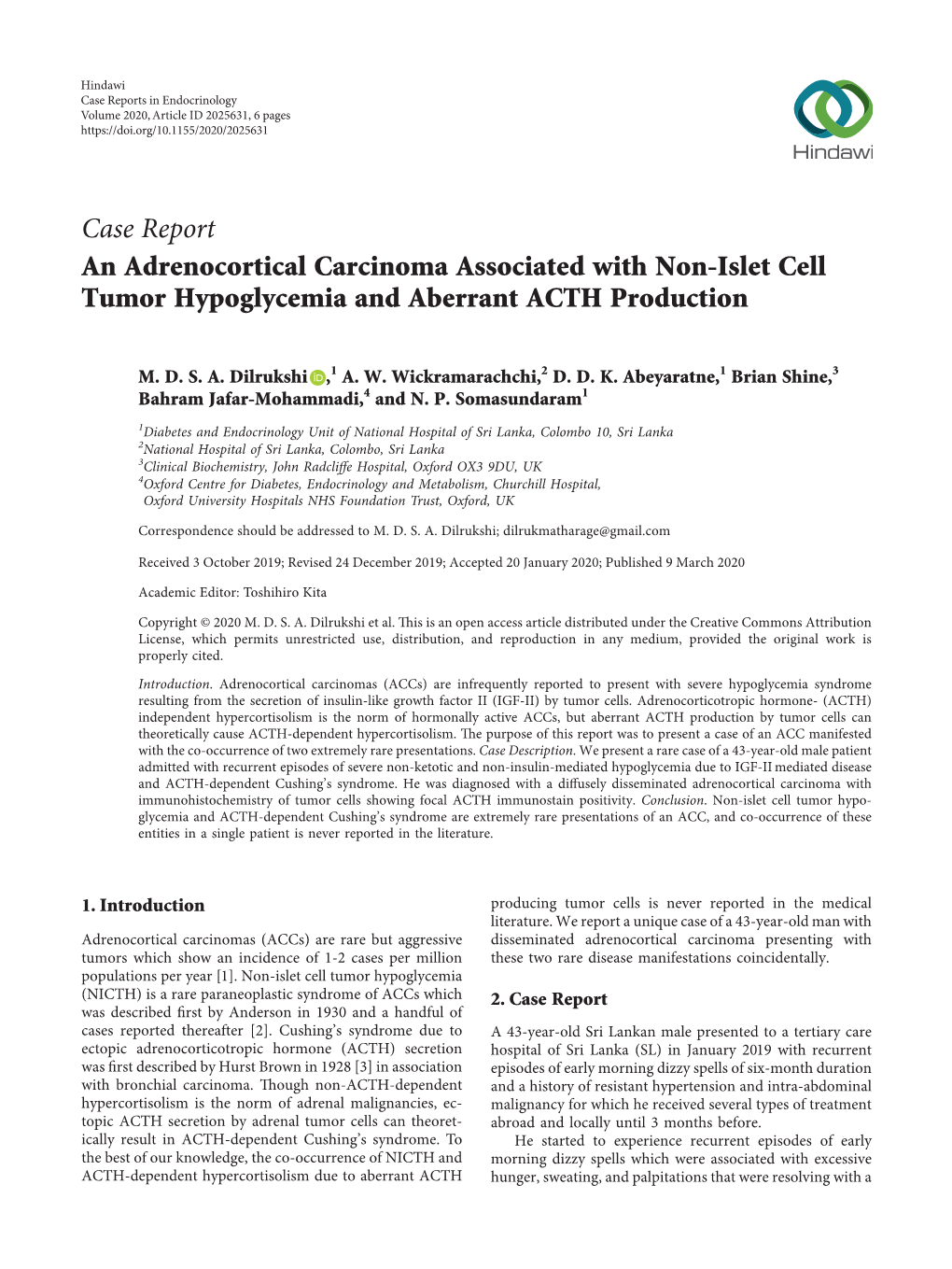 An Adrenocortical Carcinoma Associated with Non-Islet Cell Tumor Hypoglycemia and Aberrant ACTH Production