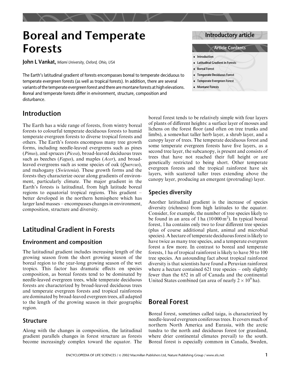 Boreal and Temperate Forests Differ in Environment, Structure, Composition and Disturbance