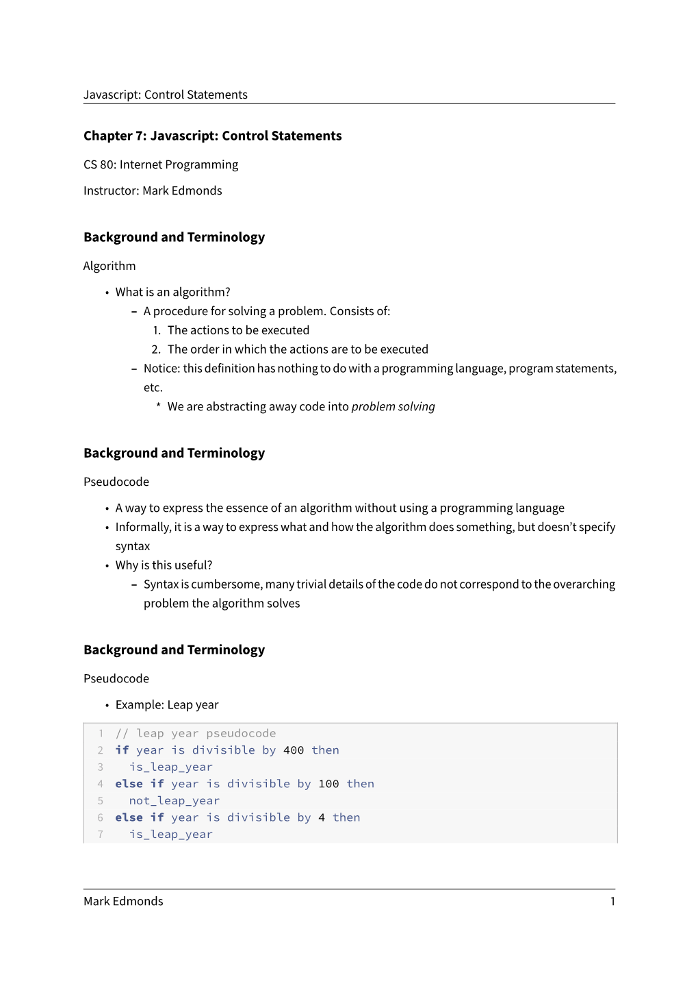 Control Statements