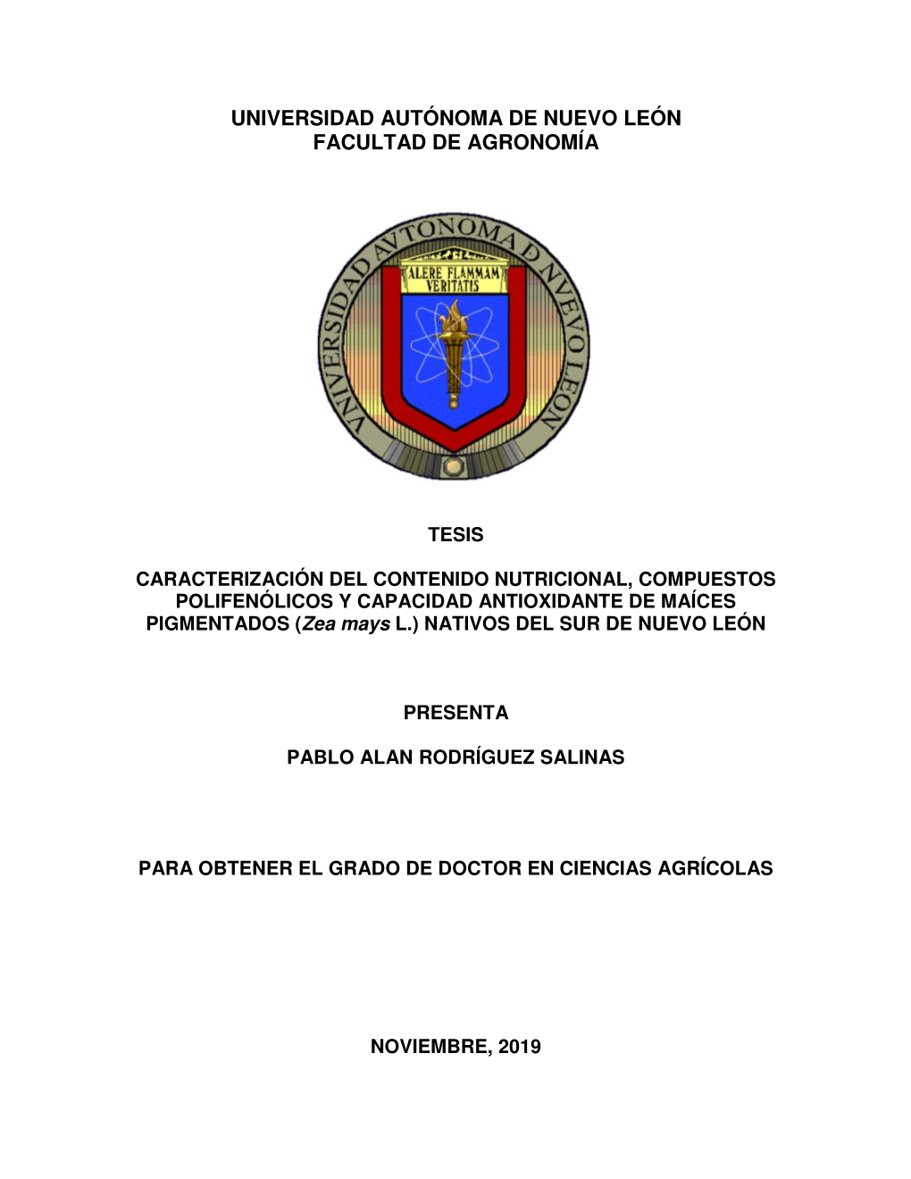 Universidad Autónoma De Nuevo León Facultad De Agronomía