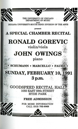 A Special Chamber Recital : Ronald Gorevic