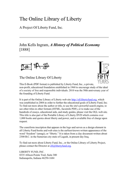 A History of Political Economy [1888]