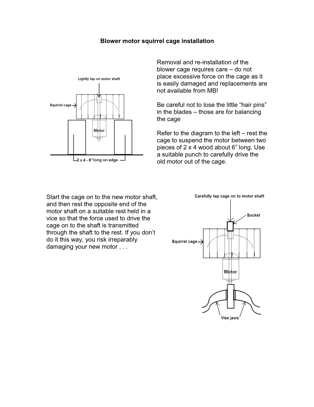 Blower Motor Squirrel Cage Installation