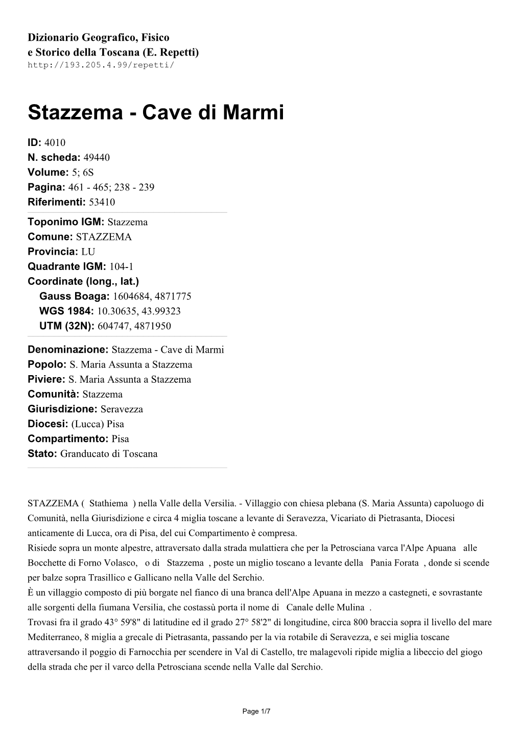 Stazzema - Cave Di Marmi