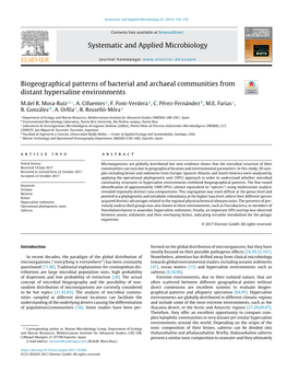 Biogeographical Patterns of Bacterial and Archaeal Communities from Distant Hypersaline Environments