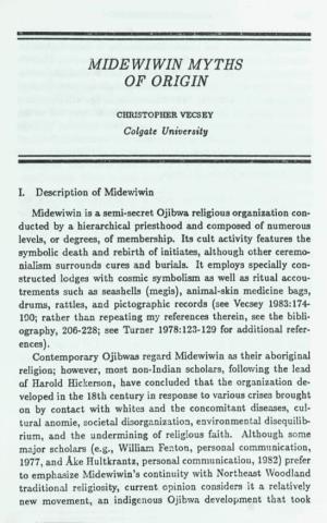 Midewiwin Myths of Origin