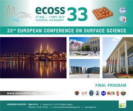 33Rd EUROPEAN CONFERENCE on SURFACE SCIENCE