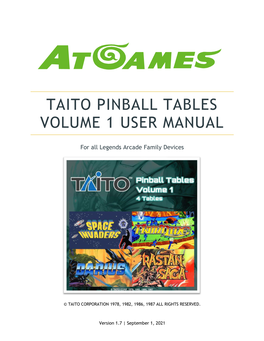 Taito Pinball Tables Volume 1 User Manual